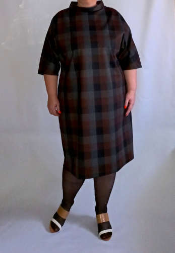 Платье "Опера" (ВОБ19-003) шоколадный с серым (TERRА XL, Москва) — размеры 60-62, 64-66