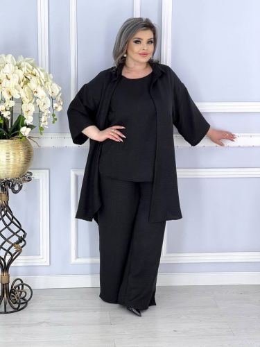 Костюм тройка "Венера" (черный) (Киргизия, разные фабрики) — размеры 68-70, 72-74