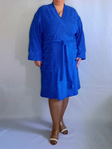 Халат махровый голубой (Smart-Woman, Россия) — размеры 56-58, 68-70, 72-74, 76-78, 80-82