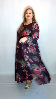 платье "Ярусы" ( цветы на бордо)