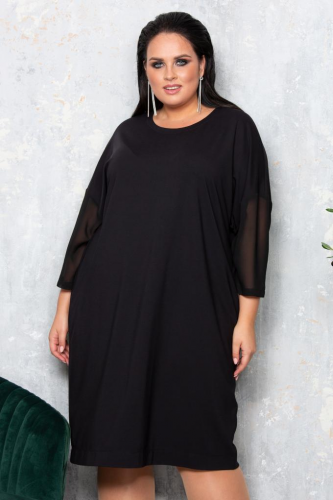 Платье "Игра" (НГ20-007) черный (TERRА XL, Москва) — размеры 56-58, 64-66